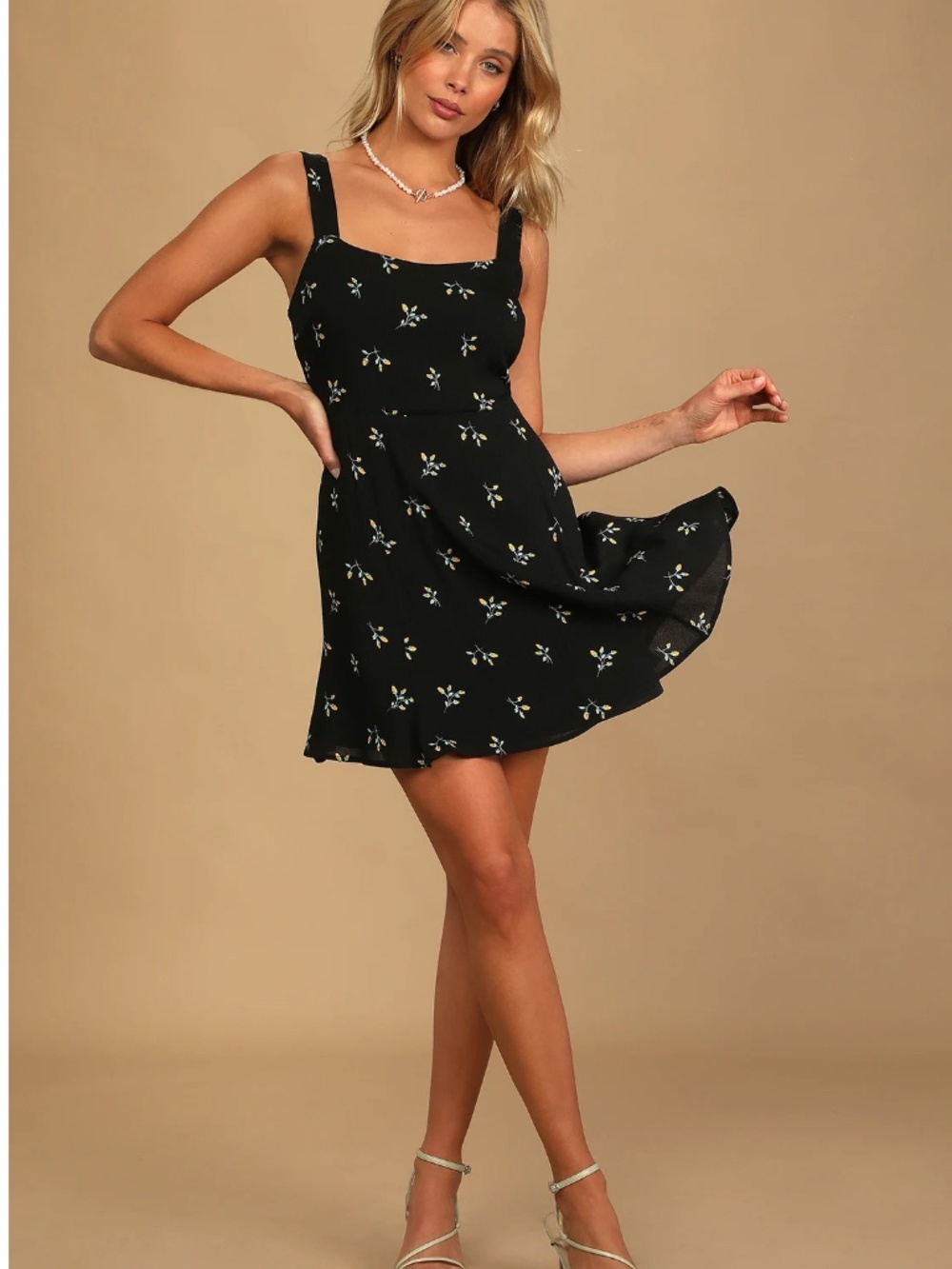 Lulus First Pick Forever Black Floral Print Mini Dress, Size Small, NWOT